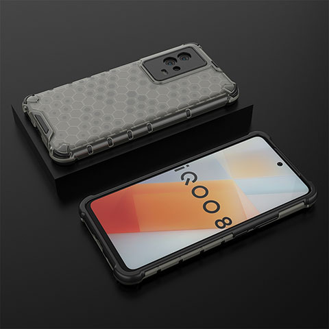 Coque Rebord Contour Silicone et Vitre Transparente Housse Etui 360 Degres M02 pour Vivo iQOO 8 5G Noir