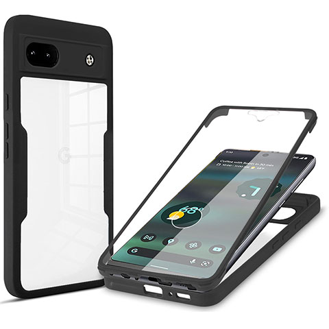 Coque Rebord Contour Silicone et Vitre Transparente Housse Etui 360 Degres MJ1 pour Google Pixel 6a 5G Noir