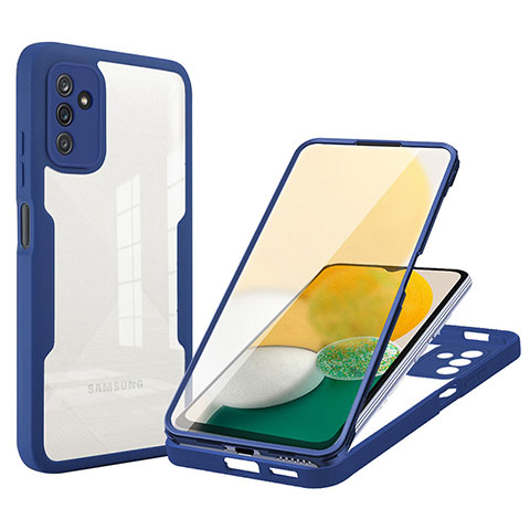 Coque Rebord Contour Silicone et Vitre Transparente Housse Etui 360 Degres MJ1 pour Samsung Galaxy A04s Bleu