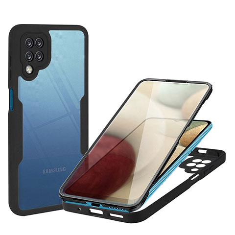 Coque Rebord Contour Silicone et Vitre Transparente Housse Etui 360 Degres MJ1 pour Samsung Galaxy A12 5G Noir