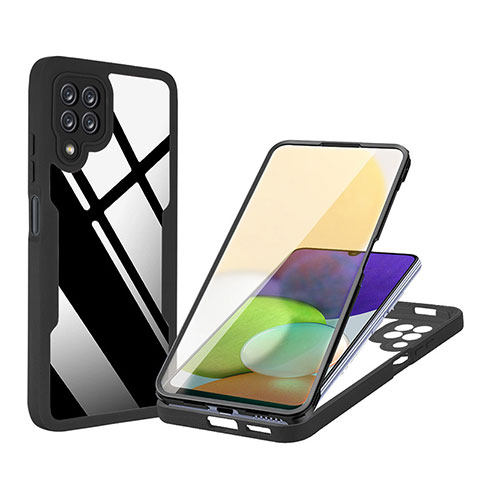 Coque Rebord Contour Silicone et Vitre Transparente Housse Etui 360 Degres MJ1 pour Samsung Galaxy A22 4G Noir