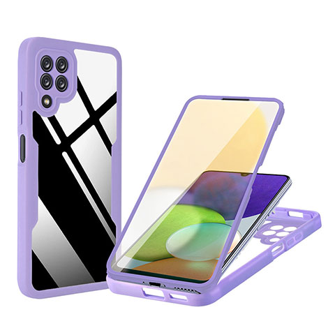 Coque Rebord Contour Silicone et Vitre Transparente Housse Etui 360 Degres MJ1 pour Samsung Galaxy A22 4G Violet