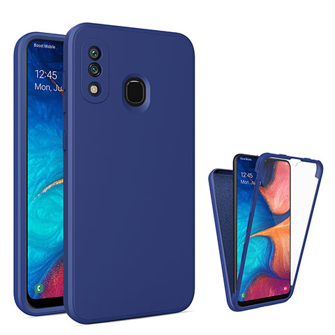 Coque Rebord Contour Silicone et Vitre Transparente Housse Etui 360 Degres MJ1 pour Samsung Galaxy A30 Bleu