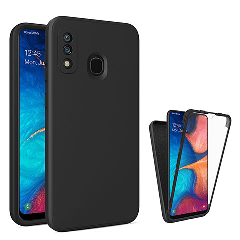 Coque Rebord Contour Silicone et Vitre Transparente Housse Etui 360 Degres MJ1 pour Samsung Galaxy A30 Noir