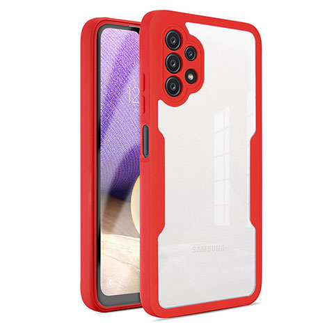 Coque Rebord Contour Silicone et Vitre Transparente Housse Etui 360 Degres MJ1 pour Samsung Galaxy A32 4G Rouge