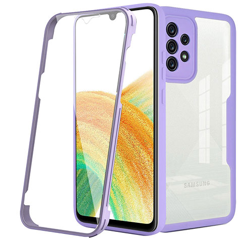 Coque Rebord Contour Silicone et Vitre Transparente Housse Etui 360 Degres MJ1 pour Samsung Galaxy A33 5G Violet