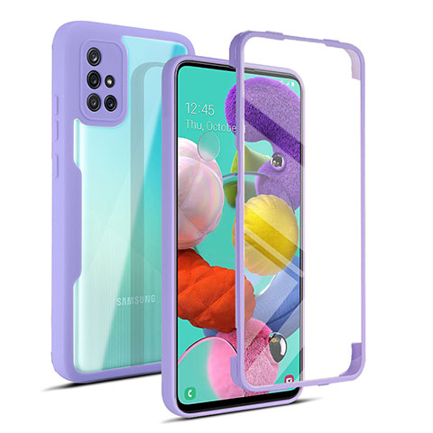 Coque Rebord Contour Silicone et Vitre Transparente Housse Etui 360 Degres MJ1 pour Samsung Galaxy A51 5G Violet