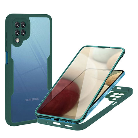 Coque Rebord Contour Silicone et Vitre Transparente Housse Etui 360 Degres MJ1 pour Samsung Galaxy F12 Vert