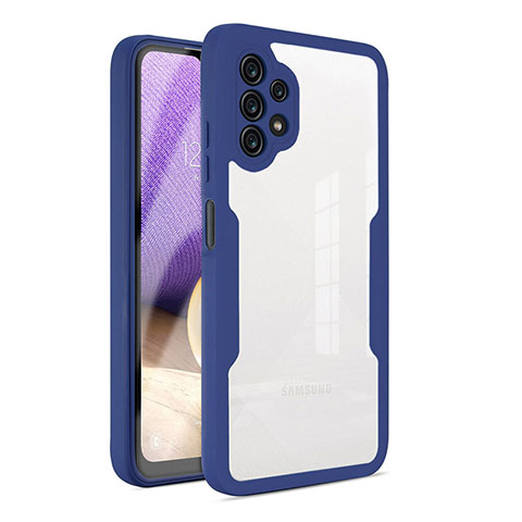 Coque Rebord Contour Silicone et Vitre Transparente Housse Etui 360 Degres MJ1 pour Samsung Galaxy M32 5G Bleu