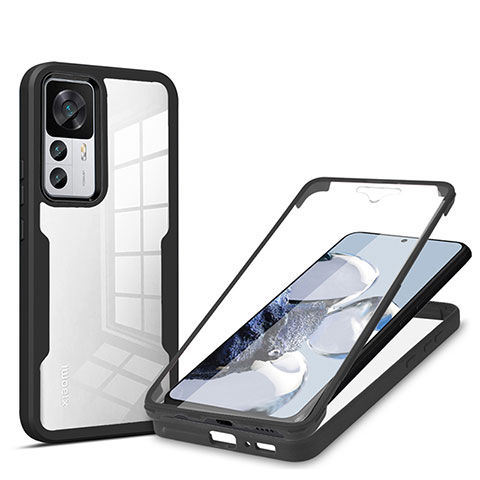 Coque Rebord Contour Silicone et Vitre Transparente Housse Etui 360 Degres MJ1 pour Xiaomi Mi 12T 5G Noir