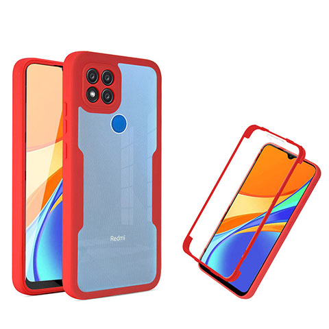 Coque Rebord Contour Silicone et Vitre Transparente Housse Etui 360 Degres MJ1 pour Xiaomi POCO C31 Rouge