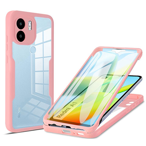 Coque Rebord Contour Silicone et Vitre Transparente Housse Etui 360 Degres MJ1 pour Xiaomi Poco C50 Or Rose