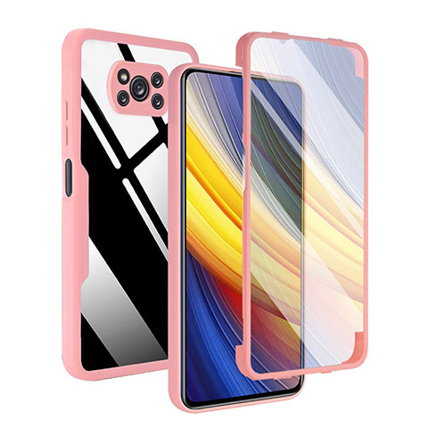 Coque Rebord Contour Silicone et Vitre Transparente Housse Etui 360 Degres MJ1 pour Xiaomi Poco X3 Or Rose