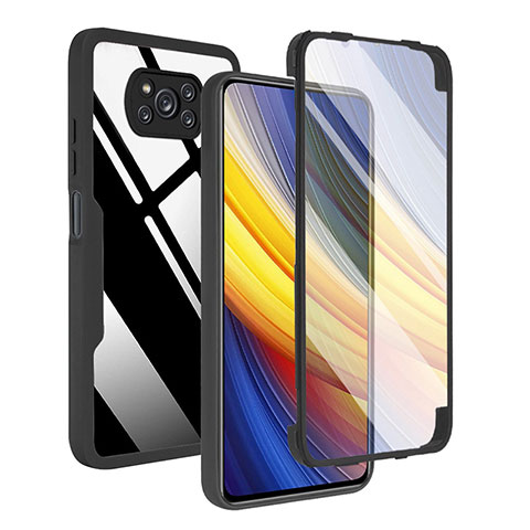 Coque Rebord Contour Silicone et Vitre Transparente Housse Etui 360 Degres MJ1 pour Xiaomi Poco X3 Pro Noir