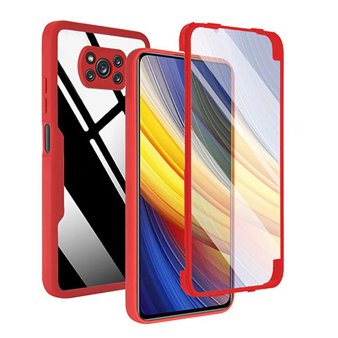 Coque Rebord Contour Silicone et Vitre Transparente Housse Etui 360 Degres MJ1 pour Xiaomi Poco X3 Pro Rouge