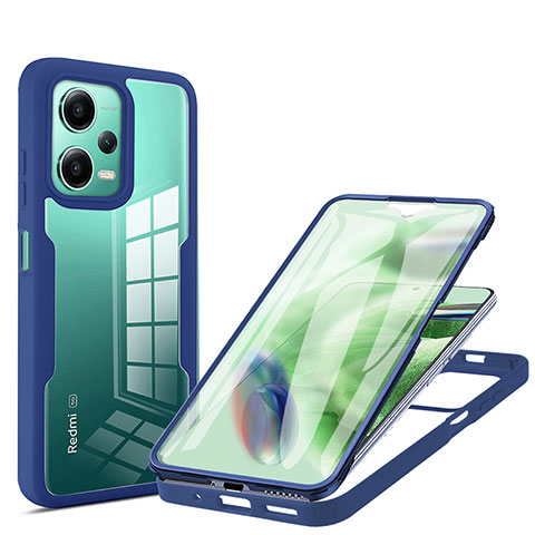 Coque Rebord Contour Silicone et Vitre Transparente Housse Etui 360 Degres MJ1 pour Xiaomi Poco X5 5G Bleu