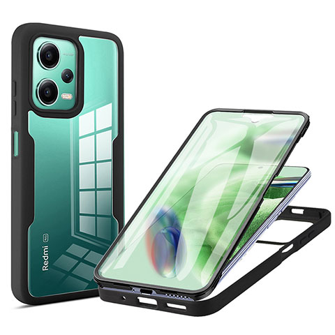 Coque Rebord Contour Silicone et Vitre Transparente Housse Etui 360 Degres MJ1 pour Xiaomi Poco X5 5G Noir