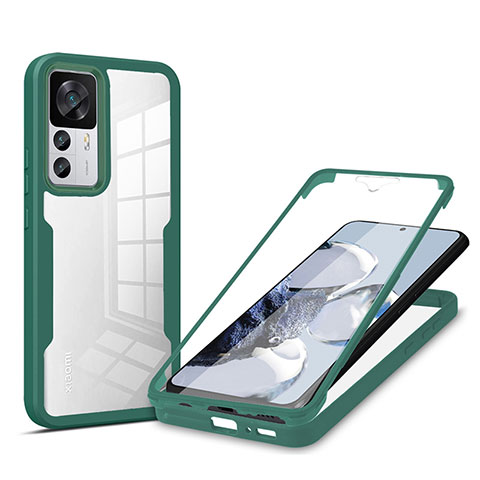 Coque Rebord Contour Silicone et Vitre Transparente Housse Etui 360 Degres MJ1 pour Xiaomi Redmi K50 Ultra 5G Vert