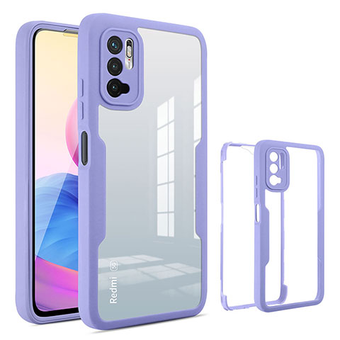 Coque Rebord Contour Silicone et Vitre Transparente Housse Etui 360 Degres MJ1 pour Xiaomi Redmi Note 11 SE 5G Violet