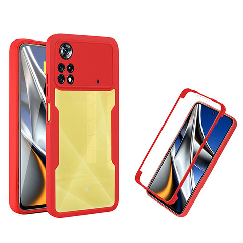 Coque Rebord Contour Silicone et Vitre Transparente Housse Etui 360 Degres MJ1 pour Xiaomi Redmi Note 11E Pro 5G Rouge