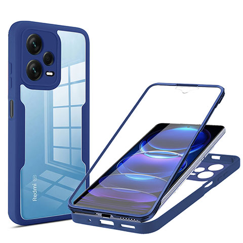 Coque Rebord Contour Silicone et Vitre Transparente Housse Etui 360 Degres MJ1 pour Xiaomi Redmi Note 12 Explorer Bleu