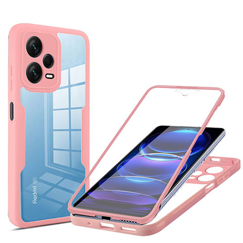 Coque Rebord Contour Silicone et Vitre Transparente Housse Etui 360 Degres MJ1 pour Xiaomi Redmi Note 12 Explorer Or Rose