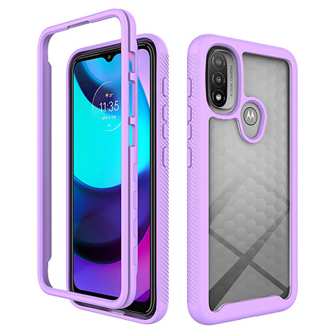 Coque Rebord Contour Silicone et Vitre Transparente Housse Etui 360 Degres pour Motorola Moto E40 Violet