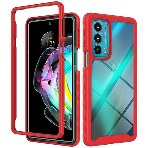 Coque Rebord Contour Silicone et Vitre Transparente Housse Etui 360 Degres pour Motorola Moto Edge 20 5G Rouge