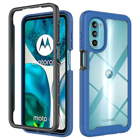 Coque Rebord Contour Silicone et Vitre Transparente Housse Etui 360 Degres pour Motorola Moto Edge (2022) 5G Bleu