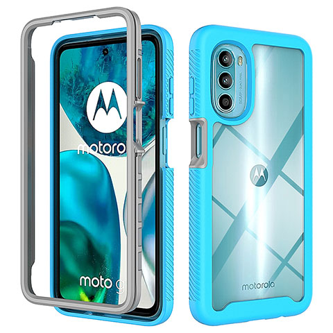 Coque Rebord Contour Silicone et Vitre Transparente Housse Etui 360 Degres pour Motorola Moto Edge (2022) 5G Cyan