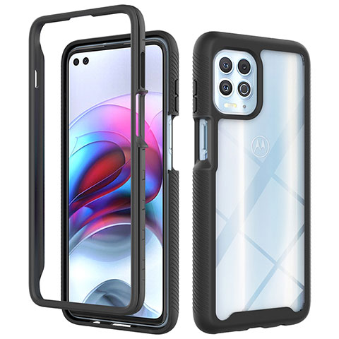 Coque Rebord Contour Silicone et Vitre Transparente Housse Etui 360 Degres pour Motorola Moto Edge S 5G Noir