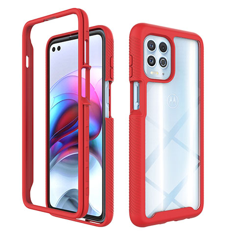 Coque Rebord Contour Silicone et Vitre Transparente Housse Etui 360 Degres pour Motorola Moto Edge S 5G Rouge