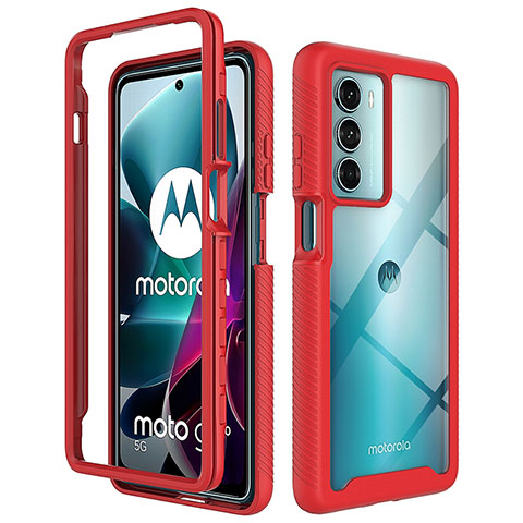 Coque Rebord Contour Silicone et Vitre Transparente Housse Etui 360 Degres pour Motorola Moto Edge S30 5G Rouge