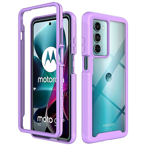 Coque Rebord Contour Silicone et Vitre Transparente Housse Etui 360 Degres pour Motorola Moto Edge S30 5G Violet