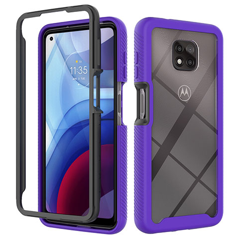 Coque Rebord Contour Silicone et Vitre Transparente Housse Etui 360 Degres pour Motorola Moto G Power (2021) Violet