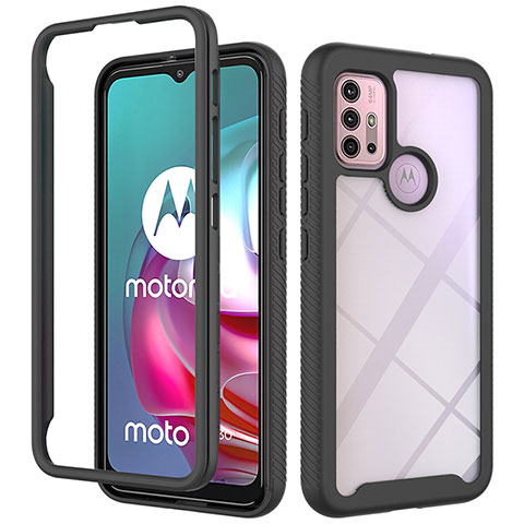 Coque Rebord Contour Silicone et Vitre Transparente Housse Etui 360 Degres pour Motorola Moto G20 Noir