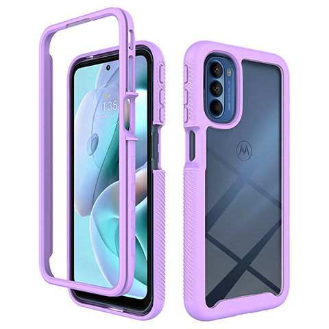 Coque Rebord Contour Silicone et Vitre Transparente Housse Etui 360 Degres pour Motorola Moto G41 Violet