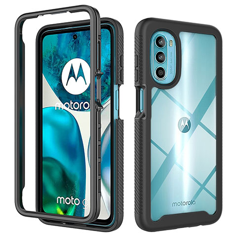 Coque Rebord Contour Silicone et Vitre Transparente Housse Etui 360 Degres pour Motorola Moto G71s 5G Noir