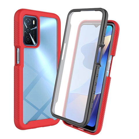 Coque Rebord Contour Silicone et Vitre Transparente Housse Etui 360 Degres pour Oppo A16 Rouge