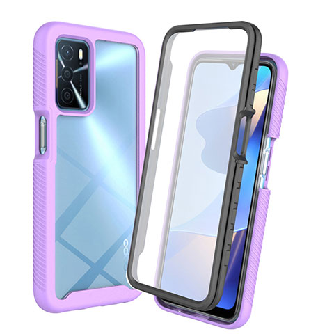 Coque Rebord Contour Silicone et Vitre Transparente Housse Etui 360 Degres pour Oppo A16s Violet Clair