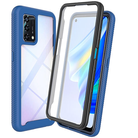 Coque Rebord Contour Silicone et Vitre Transparente Housse Etui 360 Degres pour Oppo A95 4G Bleu