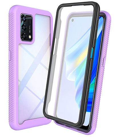 Coque Rebord Contour Silicone et Vitre Transparente Housse Etui 360 Degres pour Oppo F19 Violet Clair