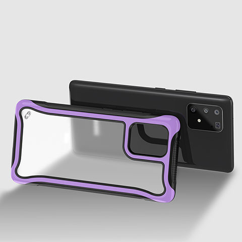 Coque Rebord Contour Silicone et Vitre Transparente Housse Etui 360 Degres pour Samsung Galaxy M80S Violet