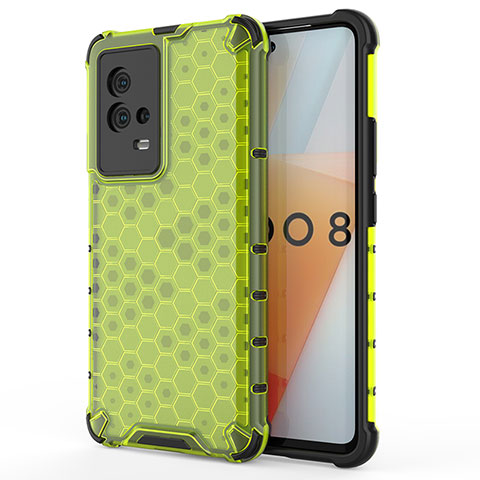 Coque Rebord Contour Silicone et Vitre Transparente Housse Etui 360 Degres pour Vivo iQOO 8 5G Vert