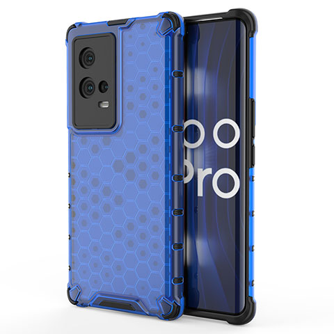 Coque Rebord Contour Silicone et Vitre Transparente Housse Etui 360 Degres pour Vivo iQOO 8 Pro 5G Bleu