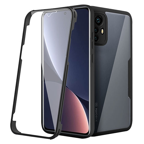 Coque Rebord Contour Silicone et Vitre Transparente Housse Etui 360 Degres pour Xiaomi Mi 12 Pro 5G Noir