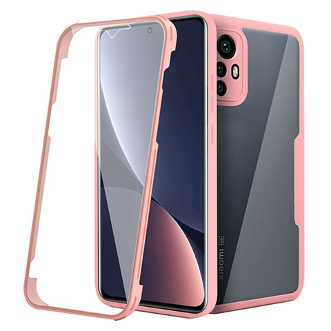 Coque Rebord Contour Silicone et Vitre Transparente Housse Etui 360 Degres pour Xiaomi Mi 12 Pro 5G Rose