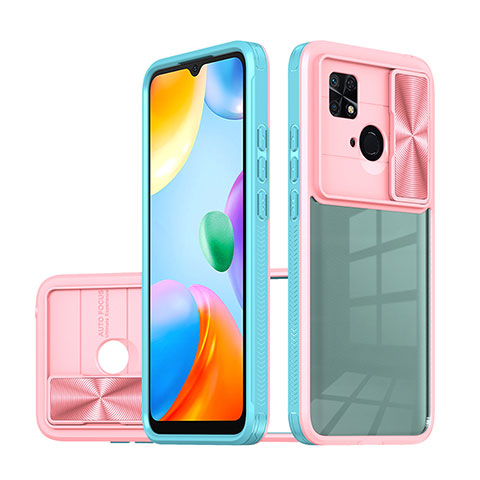 Coque Rebord Contour Silicone et Vitre Transparente Housse Etui 360 Degres QW1 pour Xiaomi Redmi 10C 4G Bleu Ciel