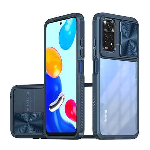 Coque Rebord Contour Silicone et Vitre Transparente Housse Etui 360 Degres QW1 pour Xiaomi Redmi Note 11S 4G Bleu