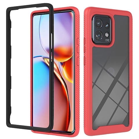 Coque Rebord Contour Silicone et Vitre Transparente Housse Etui 360 Degres YB1 pour Motorola Moto Edge 40 Pro 5G Rouge